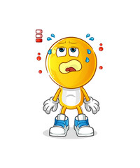 emoticon head cartoon low battery mascot. cartoon vector