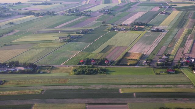 Rural landscape seen before landing on Warsaw Modlin Airport, Poland, 4k