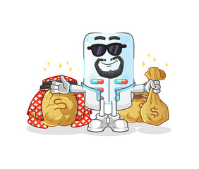 medicine rich arabian mascot. cartoon vector