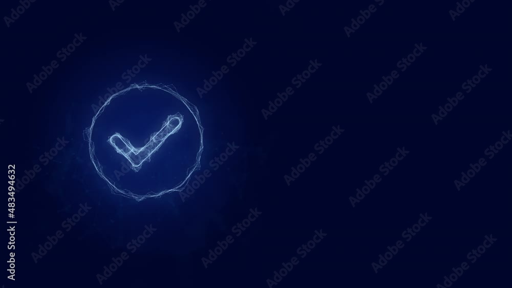 Poster check mark icon with plexus effect. connected lines with dots. lines plexus