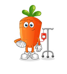 carrot sick in IV illustration. character vector