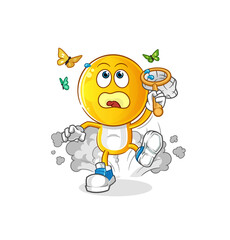 emoticon head cartoon catch butterfly illustration. character vector