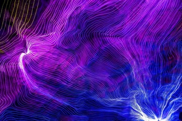 Abstract wave of digital weave lines connecting network dots and dark background . Modern 3D mesh...