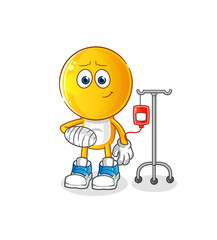 emoticon head cartoon sick in IV illustration. character vector