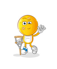 emoticon head cartoon sick with limping stick. cartoon vector