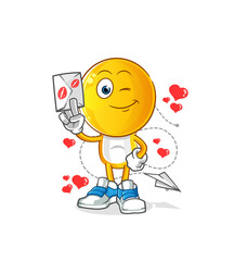 emoticon head cartoon hold love letter illustration. character vector