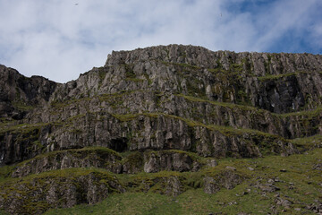 Green Grassy mountain Landscape Highland Cold Grey travel beautiful 