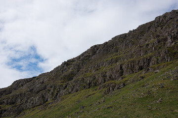 Green Grassy mountain Landscape Highland Cold Grey travel beautiful 