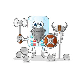 medicine viking with an ax illustration. character vector