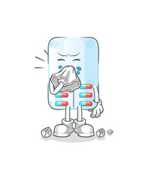 medicine blowing nose character. cartoon mascot vector