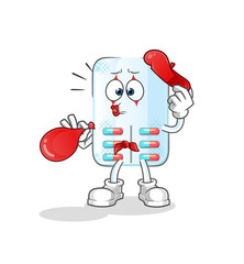 medicine pantomime blowing balloon. cartoon mascot vector