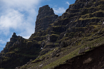Green Grassy mountain Landscape Highland Cold Grey travel beautiful 