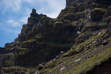 Green Grassy mountain Landscape Highland Cold Grey travel beautiful 