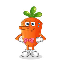 carrot lie like Pinocchio character. cartoon mascot vector