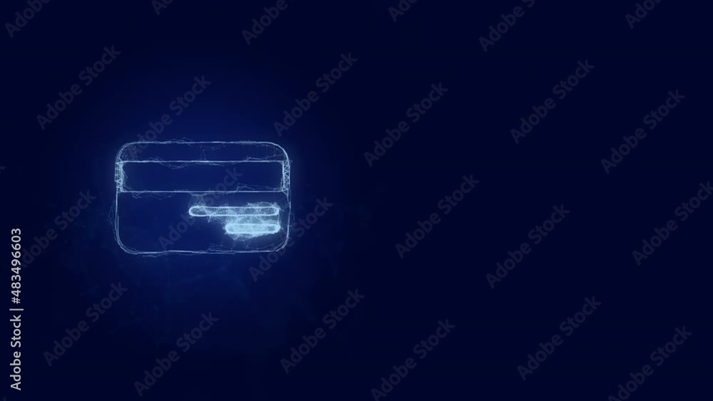 Poster Credit card icon with plexus effect. Connected lines with dots. Lines plexus
