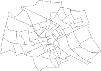 White flat blank vector administrative map of GRONINGEN, NETHERLANDS with black border lines of its neighborhoods