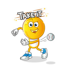 emoticon head cartoon throwing baseball vector. cartoon character