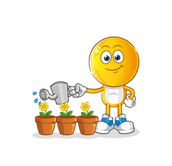 emoticon head cartoon watering the flowers mascot. cartoon vector