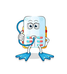 medicine diver cartoon. cartoon mascot vector
