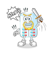 medicine knights attack with sword. cartoon mascot vector