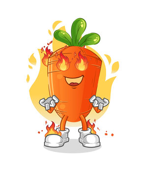 carrot on fire mascot. cartoon vector