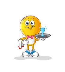 emoticon head cartoon waiter. cartoon mascot vector