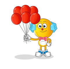 emoticon head cartoon clown with balloons vector. cartoon character
