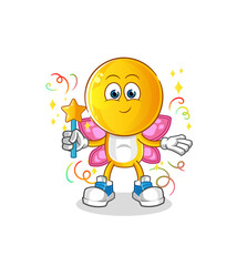 emoticon head cartoon fairy with wings and stick. cartoon vector