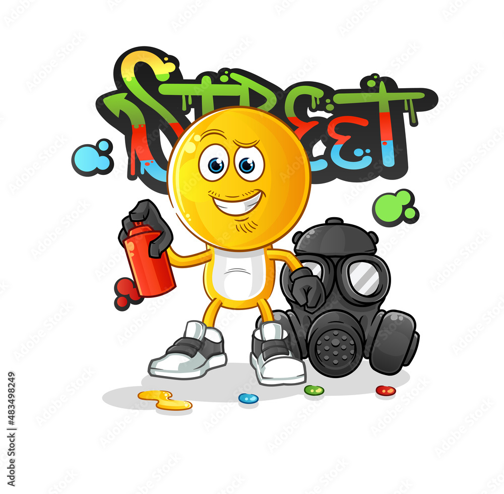 Poster emoticon head cartoon graffiti artist vector. cartoon character