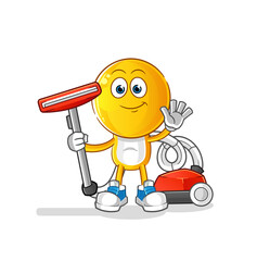 emoticon head cartoon clean with a vacuum . character vector