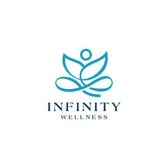 Infinity flower meditation nature yoga line art style premium vector logo design