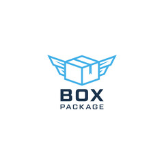 Box package delivery wings with line art style Premium