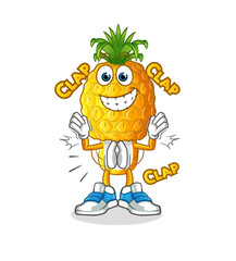 pineapple head cartoon applause illustration. character vector