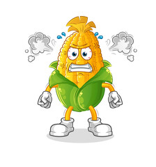 corn very angry mascot. cartoon vector