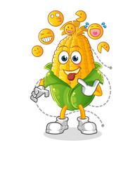 corn laugh and mock character. cartoon mascot vector
