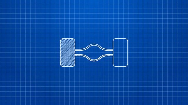 White line Chassis car icon isolated on blue background. 4K Video motion graphic animation