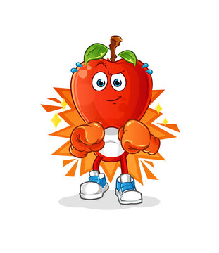 recommend clip art: apple head cartoon boxer character. cartoon mascot vector