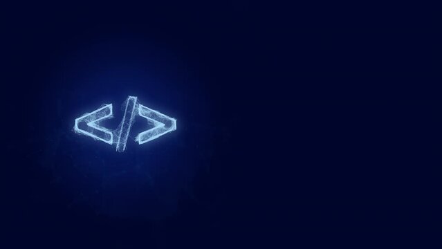 Coding code html programming language icon with plexus effect. Connected lines with dots. Lines plexus