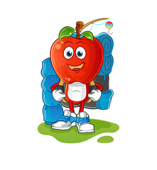 apple head cartoon go camping mascot. cartoon vector