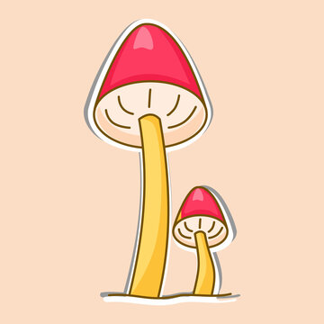 Mushroom sticker design vector illustration