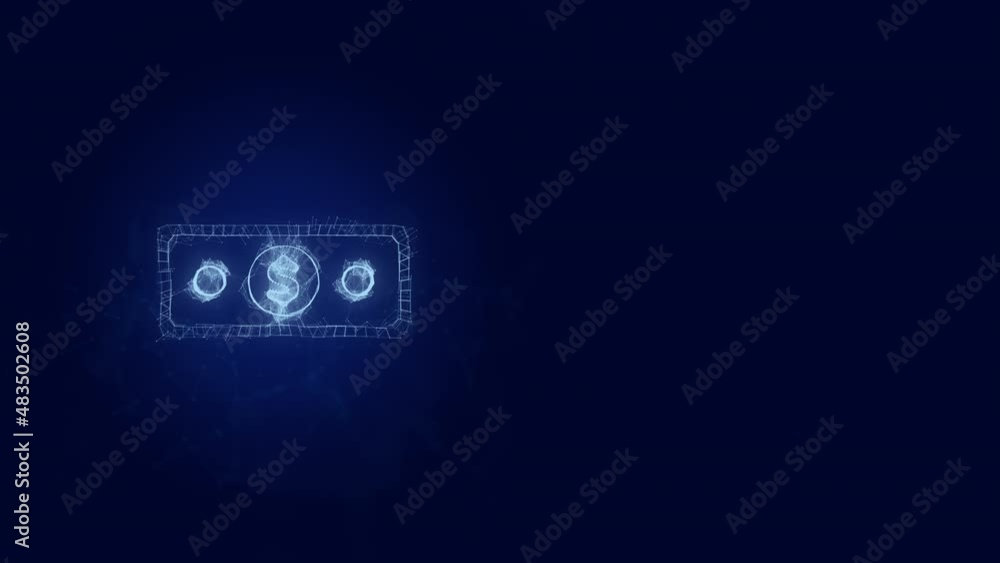 Poster Banknote dollar icon with plexus effect. Connected lines with dots. Lines plexus