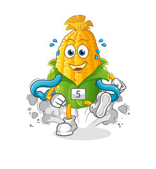 corn runner character. cartoon mascot vector
