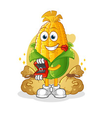 corn propose with ring. cartoon mascot vector