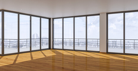 Illustration 3D rendering large luxury modern bright interiors Living room mockup computer digitally generated image