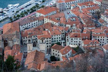 aerial view from viewpoint of Kotor in Montenegro