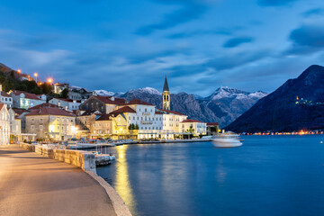 Fototapeta premium view of Perast village in Kotor bay, Montenegro.