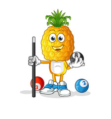 pineapple head cartoon plays billiard character. cartoon vector