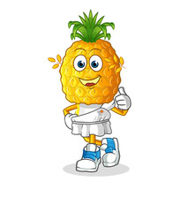 Obraz premium pineapple head cartoon with greek clothing. cartoon mascot vector