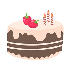 Delicious birthday cake with strawberry