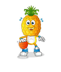 pineapple head cartoon dribble basketball character. cartoon vector